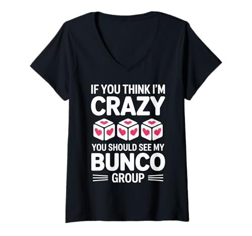 Damen Crazy Bunco Group Lustiger Bunco T-Shirt mit V-Ausschnitt von Funny Bunco Player Cute Bunco Night Designs