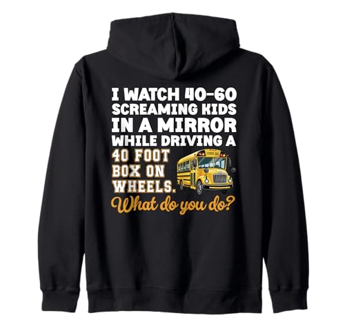 Lustiger Schulbusfahrer schreiend Kinder im Spiegel Kapuzenjacke von Funny Bus Driver Designs