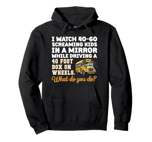 Lustiger Schulbusfahrer schreiend Kinder im Spiegel Pullover Hoodie von Funny Bus Driver Designs