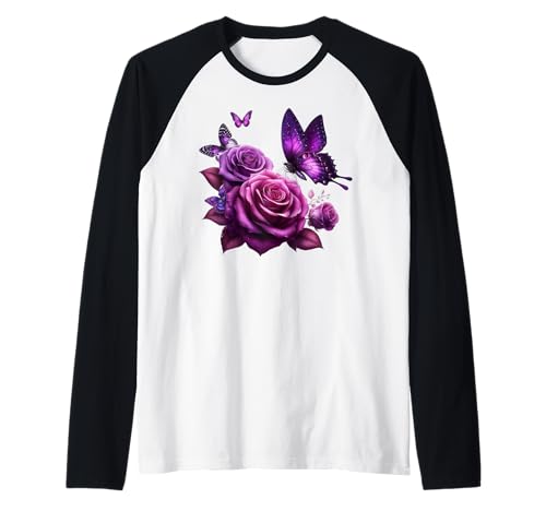 Schöner Schmetterling lila Rose Schmetterling Liebhaber Frauen Raglan von Funny Butterfly Saying