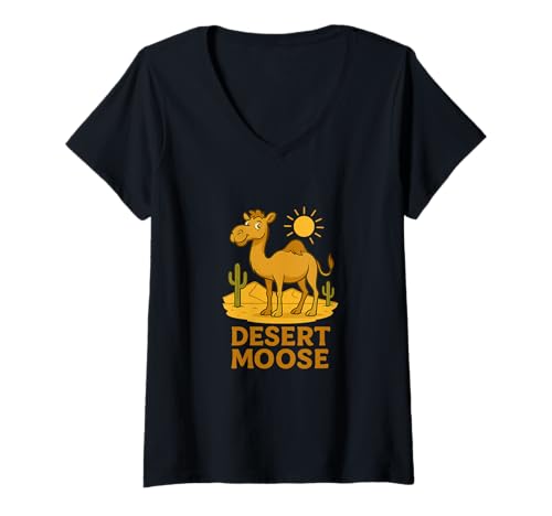 Damen Wüstenelch Lustiges Kamelspiel Tierwitz T-Shirt mit V-Ausschnitt Damen Wüstenelch Lustiges Kamelspiel Tierwitz T-Shirt mit V-Ausschnitt von Funny Camel Desert Moose Animal Designs