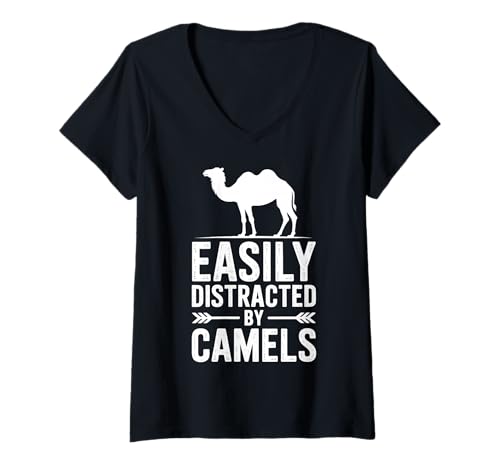 Damen Abgelenkt von Kamelen Lustiges Kamel T-Shirt mit V-Ausschnitt Damen Abgelenkt von Kamelen Lustiges Kamel T-Shirt mit V-Ausschnitt von Funny Camels Cool Camel Design