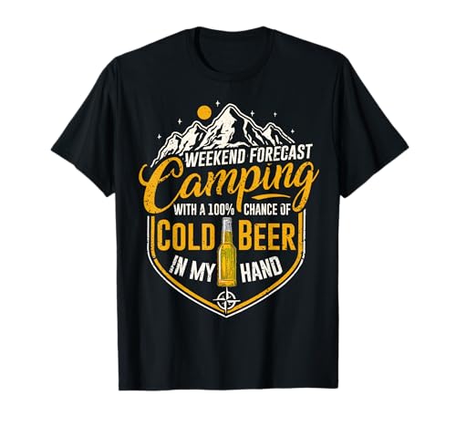 Lustige Campingwochenendvorhersage 100% Chance Beer Camper Herren T-Shirt Lustige Campingwochenendvorhersage 100% Chance Beer Camper Herren T-Shirt von Funny Camping Beer Lover Drunk Camper Humor Mens