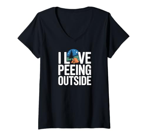 Damen Lustiges Camping I Love Peeing Outside T-Shirt mit V-Ausschnitt Damen Lustiges Camping I Love Peeing Outside T-Shirt mit V-Ausschnitt von Funny Camping Enthusiasts Loves Peeing