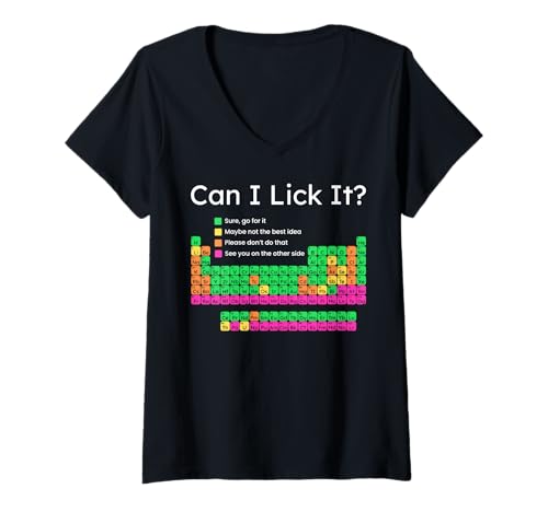 Damen Can I Lick It Periodensystem T-Shirt mit V-Ausschnitt Damen Can I Lick It Periodensystem T-Shirt mit V-Ausschnitt von Funny Can I Lick It Periodic Table Tee Shirt