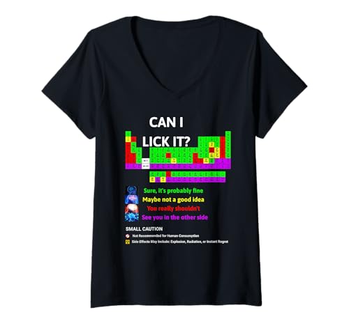 Damen Can I Lick It Lustiges Meme Periodensystem der Elemente T-Shirt mit V-Ausschnitt Damen Can I Lick It Lustiges Meme Periodensystem der Elemente T-Shirt mit V-Ausschnitt von Funny Can I Lick It Periodic Table