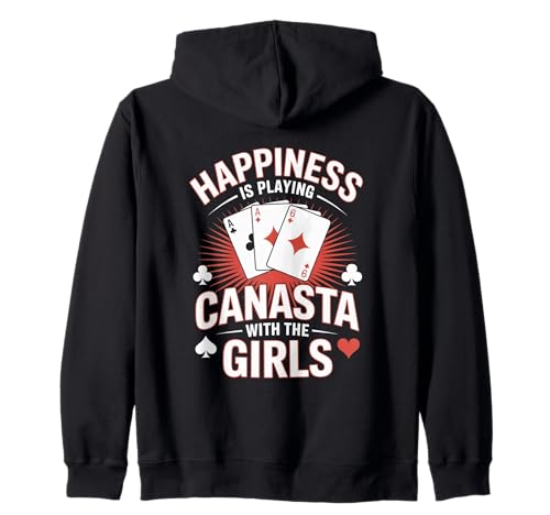 Happiness spielt Canasta-Kartenspiel mit den Mädchen Kapuzenjacke Happiness spielt Canasta-Kartenspiel mit den Mädchen Kapuzenjacke von Funny Canasta Playing Canasta Card