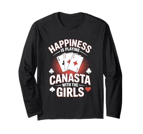 Happiness spielt Canasta-Kartenspiel mit den Mädchen Langarmshirt Happiness spielt Canasta-Kartenspiel mit den Mädchen Langarmshirt von Funny Canasta Playing Canasta Card