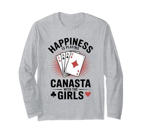 Happiness spielt Canasta-Kartenspiel mit den Mädchen Langarmshirt von Funny Canasta Playing Canasta Card