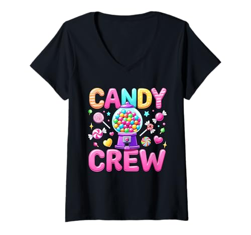 Damen Candy Crew Dekorationen Sweetie Candy Squad T-Shirt mit V-Ausschnitt Damen Candy Crew Dekorationen Sweetie Candy Squad T-Shirt mit V-Ausschnitt von Funny Candy Crew Sweetie Candy Squad Apparel