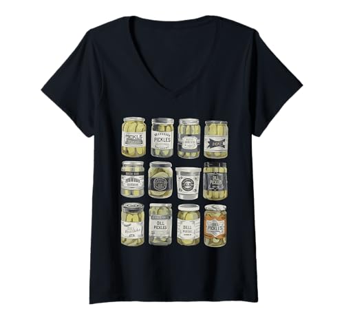 Damen Eingemachte Gurken Glas Eingelegte Gurkengläser Gurkenglas T-Shirt mit V-Ausschnitt Damen Eingemachte Gurken Glas Eingelegte Gurkengläser Gurkenglas T-Shirt mit V-Ausschnitt von Funny Canned Pickles Cute Pickle Jar Vegetable