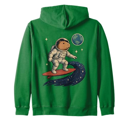 Capybara Astronaut Surfen im Weltraum Capy Männer Frauen Kinder Kapuzenjacke Capybara Astronaut Surfen im Weltraum Capy Männer Frauen Kinder Kapuzenjacke von Funny Capybara Animal Astronaut Apparel