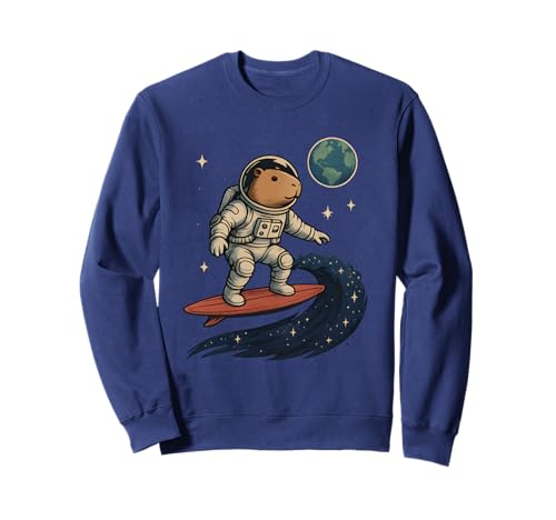 Capybara Astronaut Surfen im Weltraum Capy Männer Frauen Kinder Sweatshirt Capybara Astronaut Surfen im Weltraum Capy Männer Frauen Kinder Sweatshirt von Funny Capybara Animal Astronaut Apparel
