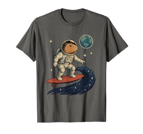 Capybara Astronaut Surfen im Weltraum Capy Männer Frauen Kinder T-Shirt Capybara Astronaut Surfen im Weltraum Capy Männer Frauen Kinder T-Shirt von Funny Capybara Animal Astronaut Apparel