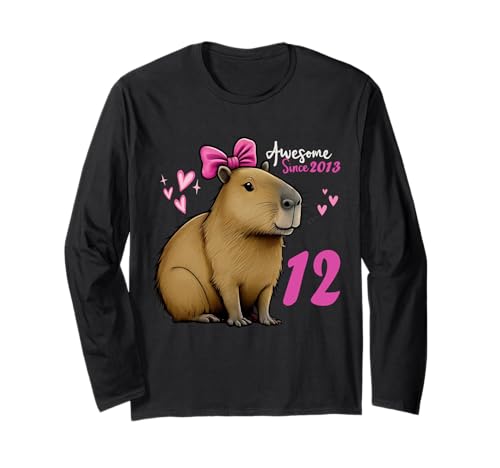 Kinder 12 Jahre alt Capybara Geburtstag für Mädchen 12. Capybara Langarmshirt von Funny Capybara Birthday Party
