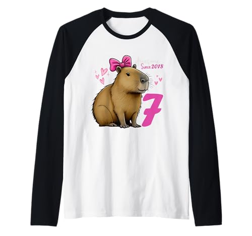 Kinder 7 Jahre alt Capybara Geburtstag für Mädchen 7. Capybara Raglan Kinder 7 Jahre alt Capybara Geburtstag für Mädchen 7. Capybara Raglan von Funny Capybara Birthday Party