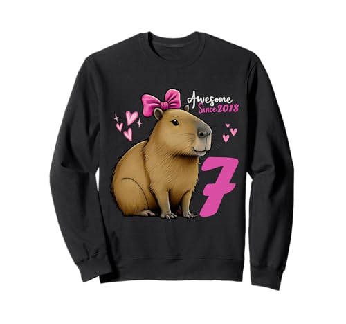 Kinder 7 Jahre alt Capybara Geburtstag für Mädchen 7. Capybara Sweatshirt Kinder 7 Jahre alt Capybara Geburtstag für Mädchen 7. Capybara Sweatshirt von Funny Capybara Birthday Party