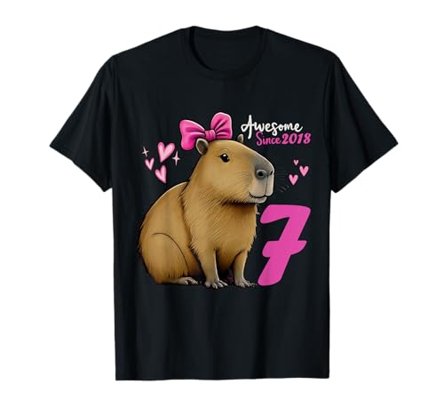 Kinder 7 Jahre alt Capybara Geburtstag für Mädchen 7. Capybara T-Shirt Kinder 7 Jahre alt Capybara Geburtstag für Mädchen 7. Capybara T-Shirt von Funny Capybara Birthday Party