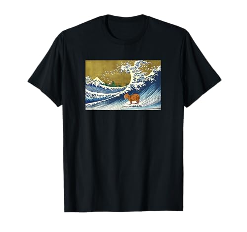 Meme Lover Kids Retro Vintage Surfing A Great Wave Capybara T-Shirt von Funny Capybara Gifts Graphic Tee Shirts & Hoodies