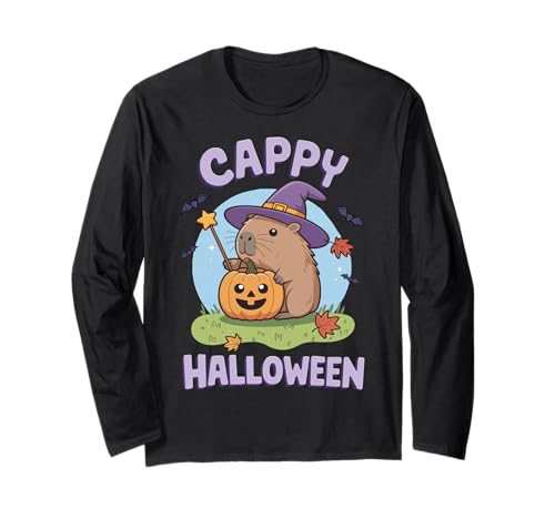 Cappy Halloween Cute Capybara Wizard Halloween Herren Damen Kinder Langarmshirt Cappy Halloween Cute Capybara Wizard Halloween Herren Damen Kinder Langarmshirt von Funny Capybara Halloween Men Women Kids