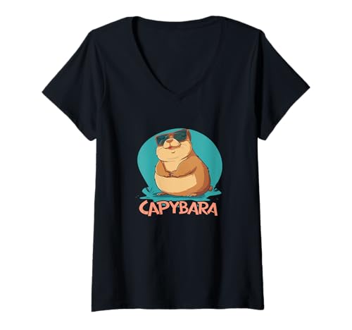 Damen Capybara Kostüm für einen charmanten Vibe T-Shirt mit V-Ausschnitt Damen Capybara Kostüm für einen charmanten Vibe T-Shirt mit V-Ausschnitt von Funny Capybara Outfit