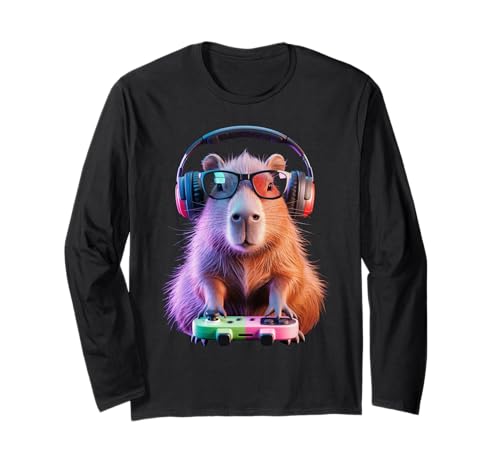 Cute Capybara Videospiele Capybara Gamer Gaming Jungen Kinder Langarmshirt von Funny Capybara Playing Video Games For Men Boys