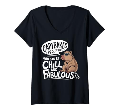 Damen Lustiger Capybara-Liebhaber Nager Wildtiere Capy T-Shirt mit V-Ausschnitt Damen Lustiger Capybara-Liebhaber Nager Wildtiere Capy T-Shirt mit V-Ausschnitt von Funny Capybara Rodent Animal Capy