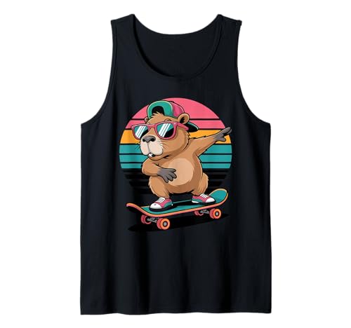 Skateboard Capybara Dabbing Jungen Herren Fun Capy Lover Retro Tank Top Skateboard Capybara Dabbing Jungen Herren Fun Capy Lover Retro Tank Top von Funny Capybara Skateboard Toddler Idea Capybara