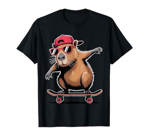 Skateboard Capybara Skater Jungen Herren Spaß Capy Liebhaber Kinder T-Shirt von Funny Capybara Skateboard Toddler Idea Capybara