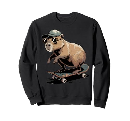 Vintage Skateboard Capybara Skater Jungen Herren Fun Capy Lover Sweatshirt von Funny Capybara Skateboard Toddler Idea Capybara