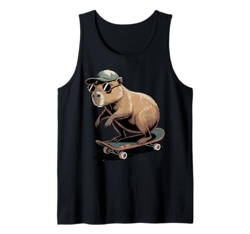 Vintage Skateboard Capybara Skater Jungen Herren Fun Capy Lover Tank Top von Funny Capybara Skateboard Toddler Idea Capybara