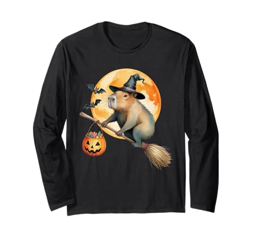 Capybara Hexenhut Kürbis Halloween Kostüm Herren Damen Kinder Langarmshirt Capybara Hexenhut Kürbis Halloween Kostüm Herren Damen Kinder Langarmshirt von Funny Capybara Witch Hat Halloween Costume Men Kid