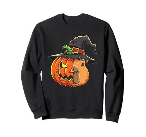 Capypara Pumpkin Jack O Laterne Halloween Kinder Herren Damen Sweatshirt von Funny Capypara Lovers Halloween Pumpkin Outfits