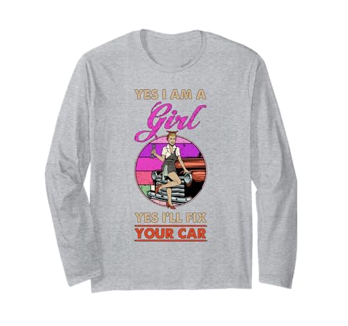 Automechaniker Frauen Auto Schraubendreher Tuner Mädchen Langarmshirt von Funny Car Mechanic Gifts Shirt