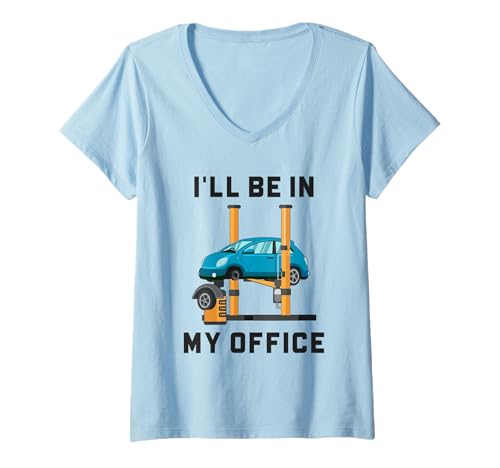 Damen Auto Mechanic I'll Be In My Office Lustige Autoreparatur T-Shirt mit V-Ausschnitt Damen Auto Mechanic I'll Be In My Office Lustige Autoreparatur T-Shirt mit V-Ausschnitt von Funny Car Mechanics Gifts & Accessories