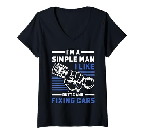 Damen Lustige Automechaniker - Ich mag Hintern und reparierendes Auto T-Shirt mit V-Ausschnitt Damen Lustige Automechaniker - Ich mag Hintern und reparierendes Auto T-Shirt mit V-Ausschnitt von Funny Car Mechanics Gifts & Accessories