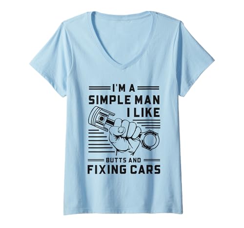 Damen Lustige Automechaniker - Ich mag Hintern und reparierendes Auto T-Shirt mit V-Ausschnitt Damen Lustige Automechaniker - Ich mag Hintern und reparierendes Auto T-Shirt mit V-Ausschnitt von Funny Car Mechanics Gifts & Accessories