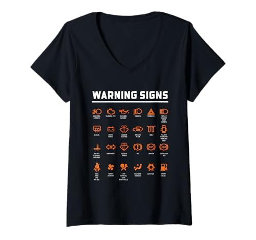 Damen Lustige Warnschilder für Automechaniker im Auto T-Shirt mit V-Ausschnitt Damen Lustige Warnschilder für Automechaniker im Auto T-Shirt mit V-Ausschnitt von Funny Car Mechanics Gifts & Accessories
