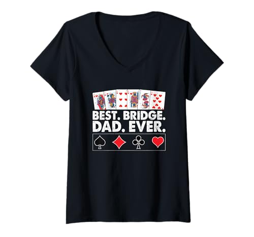 Damen Best Bridge Dad Ever Funny Father Kartenspieler T-Shirt mit V-Ausschnitt Damen Best Bridge Dad Ever Funny Father Kartenspieler T-Shirt mit V-Ausschnitt von Funny Card Bridge Player Cardplay Humor