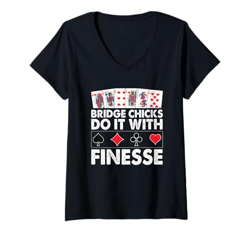 Damen Bridge Chicks Machen es mit Finesse T-Shirt mit V-Ausschnitt Damen Bridge Chicks Machen es mit Finesse T-Shirt mit V-Ausschnitt von Funny Card Bridge Player Cardplay Humor