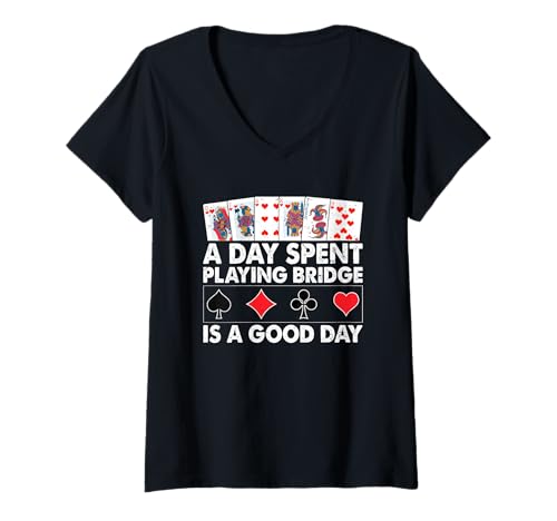 Damen EIN Tag, an dem du Bridge spielst, ist EIN guter Tag T-Shirt mit V-Ausschnitt Damen EIN Tag, an dem du Bridge spielst, ist EIN guter Tag T-Shirt mit V-Ausschnitt von Funny Card Bridge Player Cardplay Humor