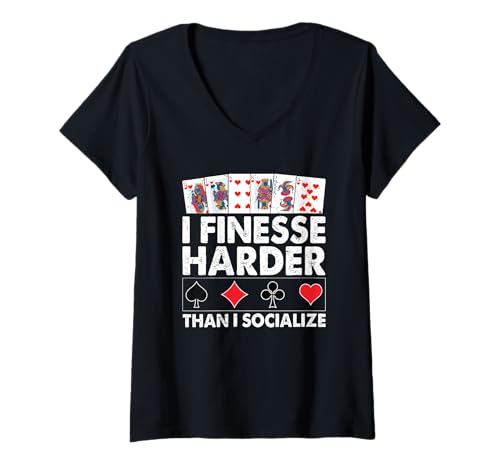 Damen Ich verfeinere härter als ich Kontakte knüpfe T-Shirt mit V-Ausschnitt Damen Ich verfeinere härter als ich Kontakte knüpfe T-Shirt mit V-Ausschnitt von Funny Card Bridge Player Cardplay Humor