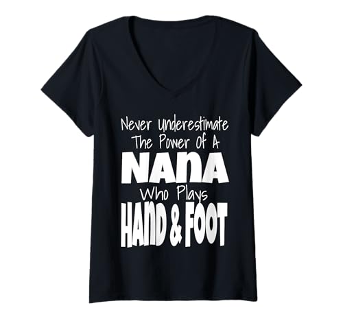 Damen Unterschätzen Sie niemals die Kraft der Oma, die Hand und Fuß spielt T-Shirt mit V-Ausschnitt Damen Unterschätzen Sie niemals die Kraft der Oma, die Hand und Fuß spielt T-Shirt mit V-Ausschnitt von Funny Card Game Gifts