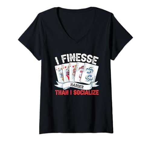 Damen Ich verfeinere härter als ich Kontakte knüpfe T-Shirt mit V-Ausschnitt Damen Ich verfeinere härter als ich Kontakte knüpfe T-Shirt mit V-Ausschnitt von Funny Card Player Bridge Style