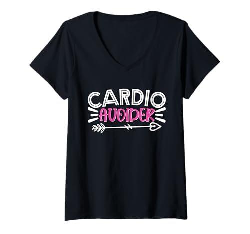 Damen Lustiger Cardio-Übungen, Workout, Laufen, Cardio-Avoider T-Shirt mit V-Ausschnitt Damen Lustiger Cardio-Übungen, Workout, Laufen, Cardio-Avoider T-Shirt mit V-Ausschnitt von Funny Cardio Workout Lover Fitness Humor