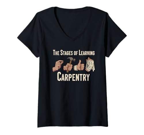 Damen Lernschreinerei Lustiges Holzbearbeitungswerkzeug Witz für Männer Frauen T-Shirt mit V-Ausschnitt Damen Lernschreinerei Lustiges Holzbearbeitungswerkzeug Witz für Männer Frauen T-Shirt mit V-Ausschnitt von Funny Carpenter Humor Tools Woodworking