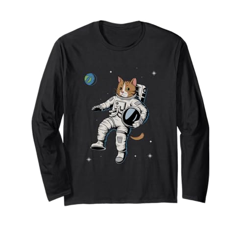 Astronaut Katze für Männer Lustig Weltraum Kosmisch Langarmshirt Astronaut Katze für Männer Lustig Weltraum Kosmisch Langarmshirt von Funny Cat Astronaut Vintage