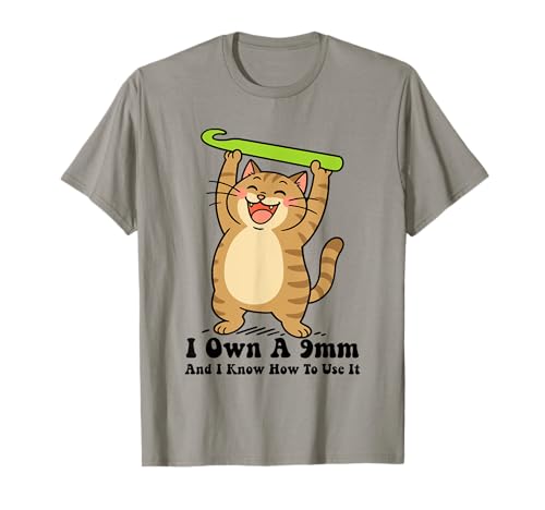 Lustige Katze häkeln für Damen Herren 9 mm Häkeln T-Shirt von Funny Cat Crochet Knitting