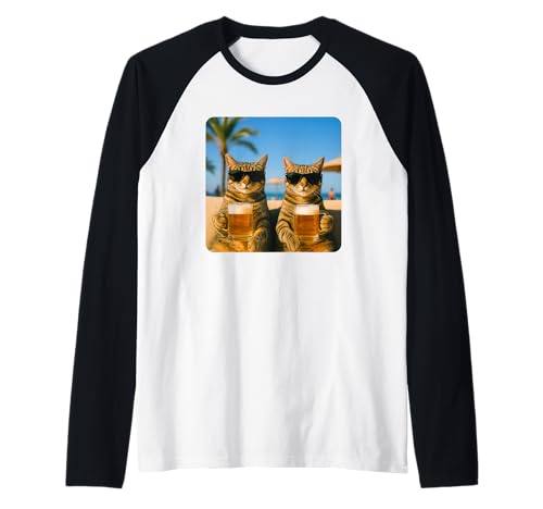 Beach Cats Drinking Beer Meme Funny Summer Waiter Bar Man Raglan Beach Cats Drinking Beer Meme Funny Summer Waiter Bar Man Raglan von Funny Cat Drinking Beer Meme Tops ...