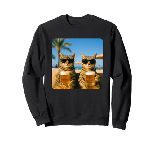 Beach Cats Drinking Beer Meme Funny Summer Waiter Bar Man Sweatshirt Beach Cats Drinking Beer Meme Funny Summer Waiter Bar Man Sweatshirt von Funny Cat Drinking Beer Meme Tops ...